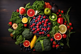 Vecteezy healthy food background with fruits and vegetables top view 33880831