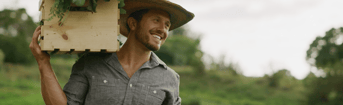 Happy farmer still