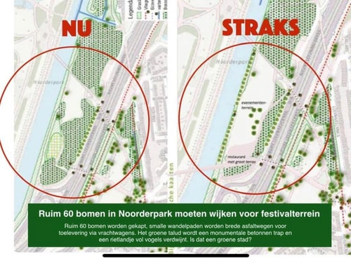 Bomenkap voor evenemententerrein