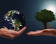 Planeet bomen op handen duurzaamheid